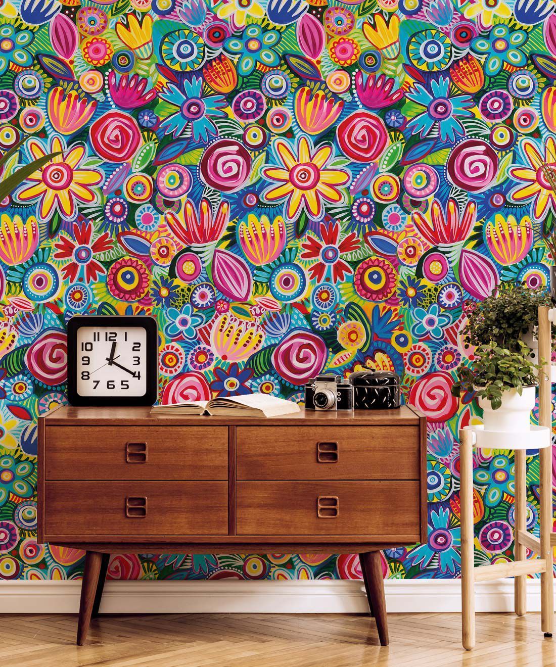 1100x1320 Colour Collaboration Wallpaper • Bright Florals EU