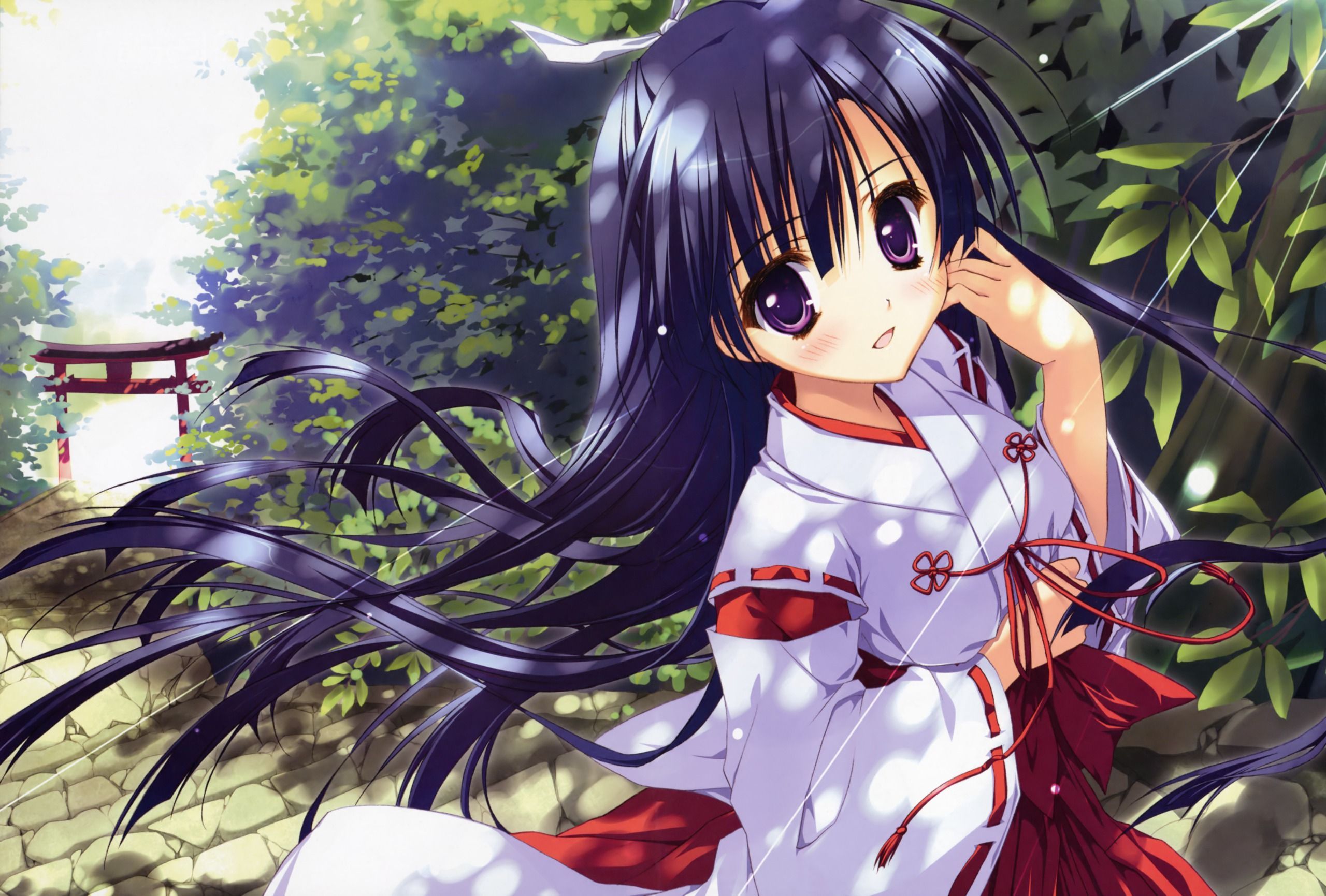 2560x1731 Anime Looking Up At The Half Moon HD Wallpaper