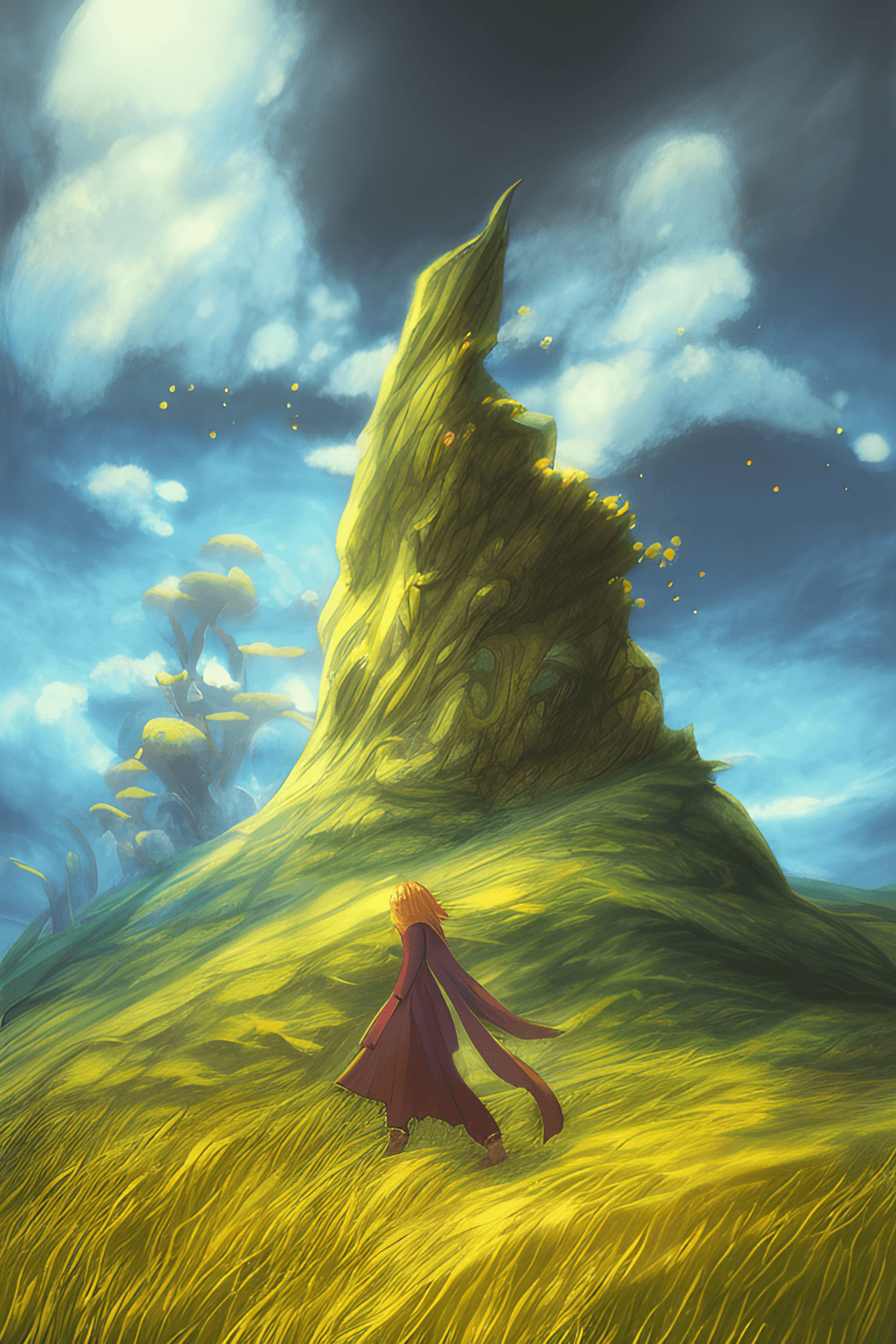 1024x1536 Fantasy Book Cover Graphic Landscape Oil Pastel Golden Ratio Composition Studio Ghibli Realistic 32k · Creative Fabrica