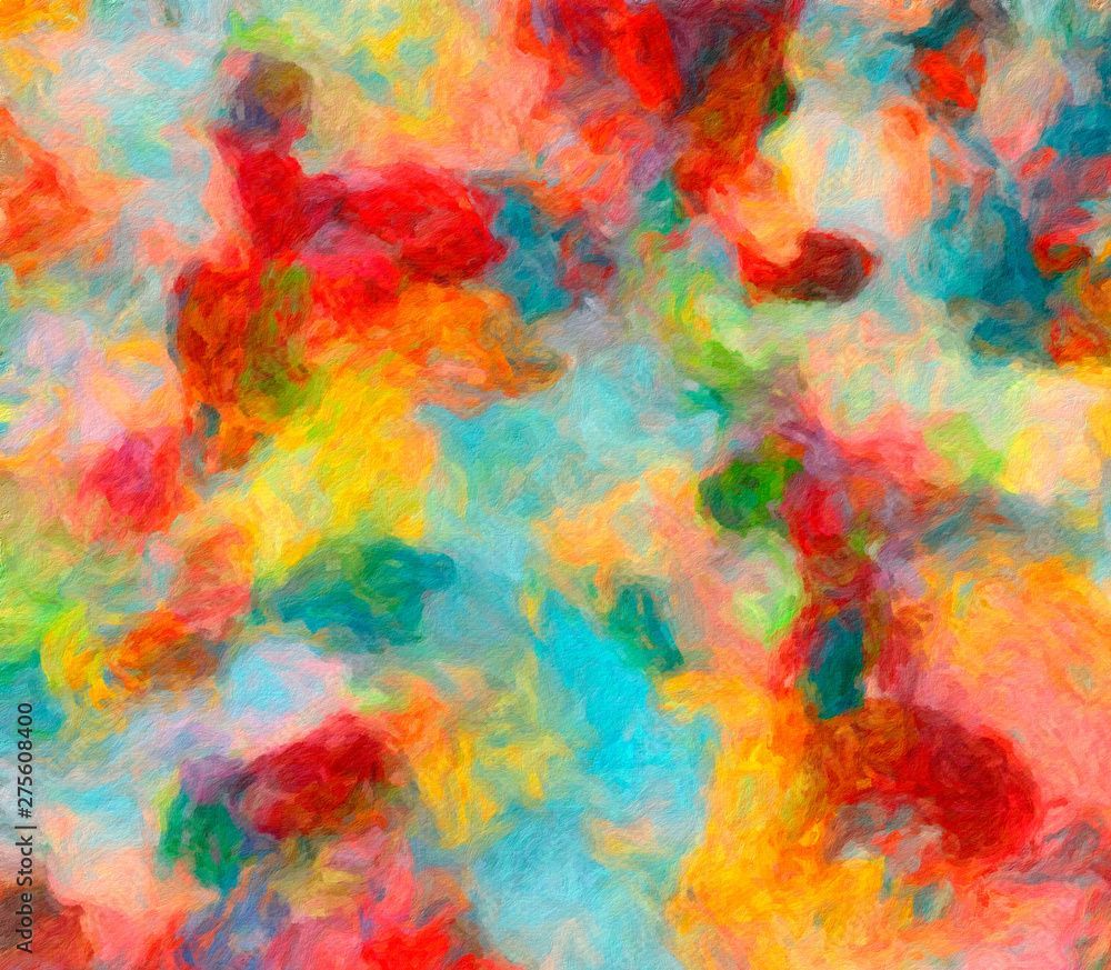 1000x873 Creative art pattern in warm fun colors, design background painting in oil imitation. Colorful wallpaper and backdrop adapted for print products in best quality. Brush strokes and paint splashes. Stock Illustration