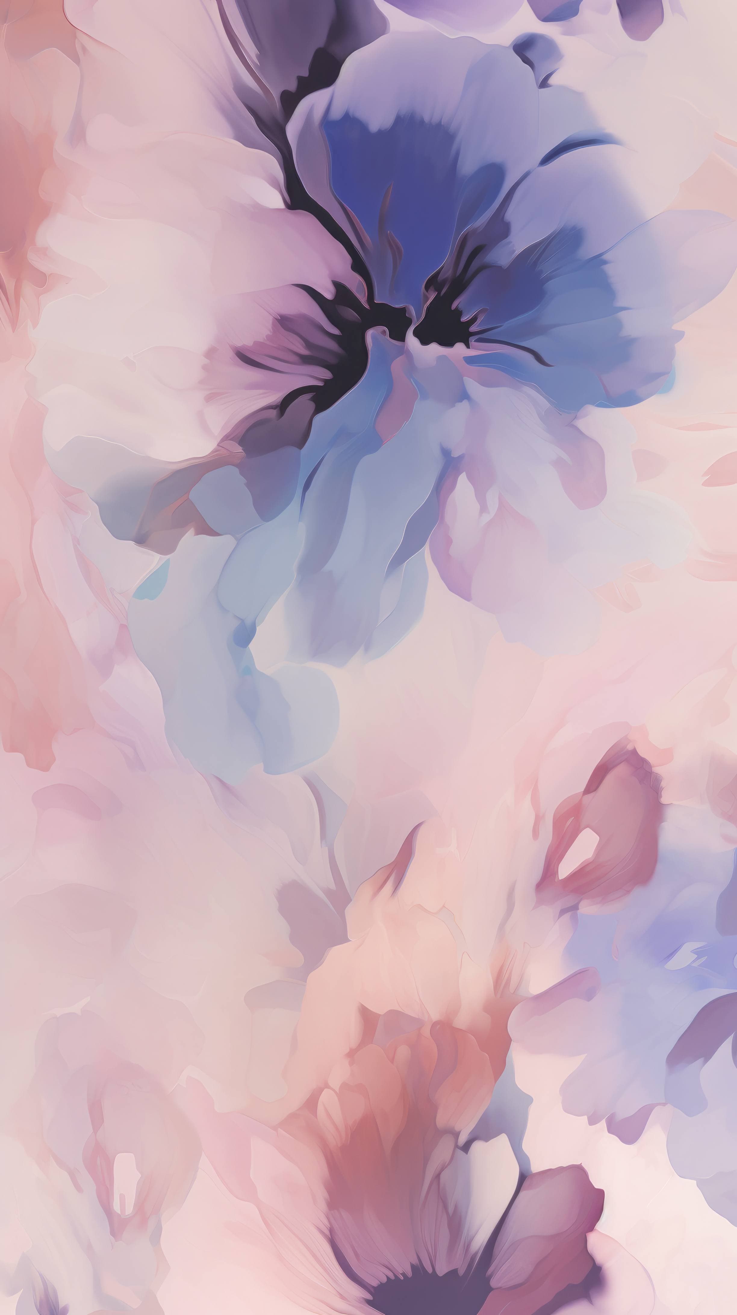 2448x4368 An abstract wallpaper of dreamy flowers in pastel shades of pink, blue, and purple