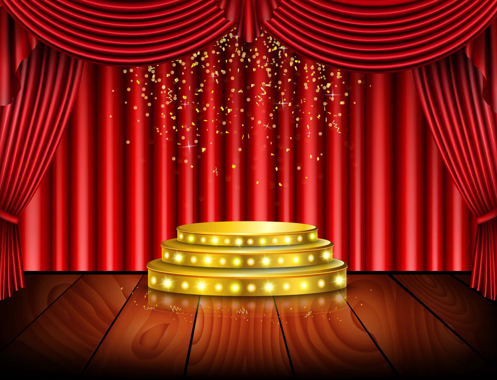1920x1469 Download Shiny Empty Stage With Gold Platform Illustration Wallpaper