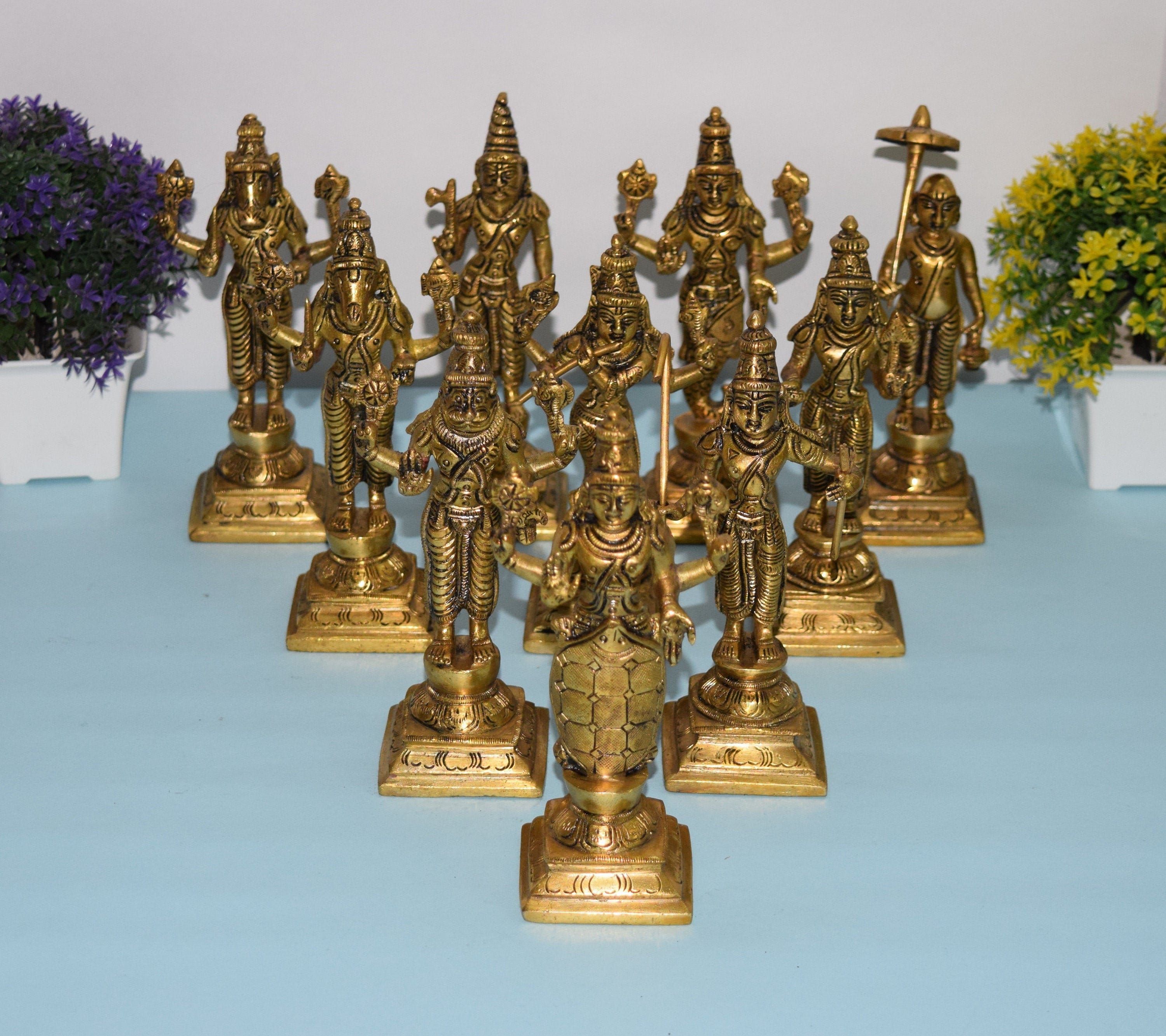 3000x2666 Brass Dasavatharam Set of 10 Vishnu Incarnations Avatars