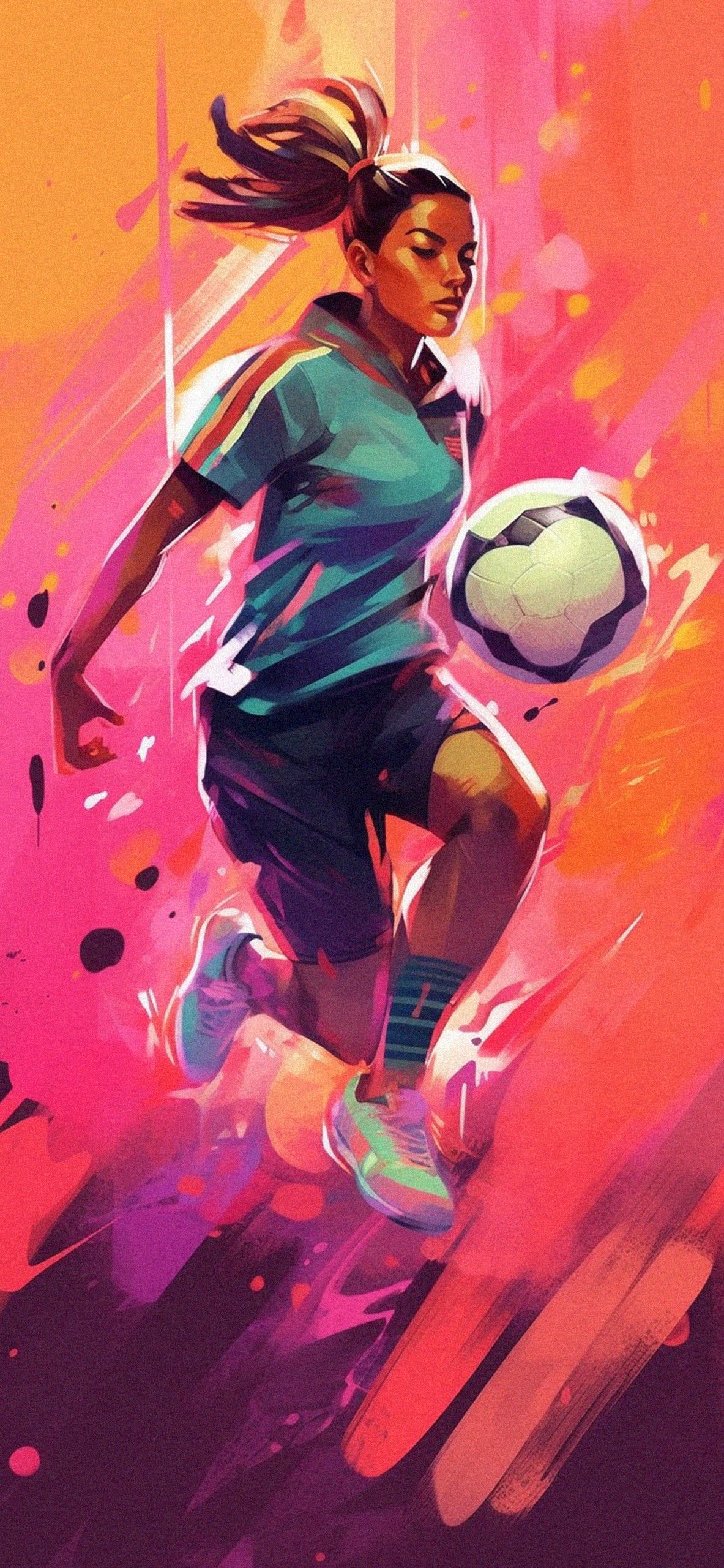1183x2560 Girl Soccer Player Art Wallpaper