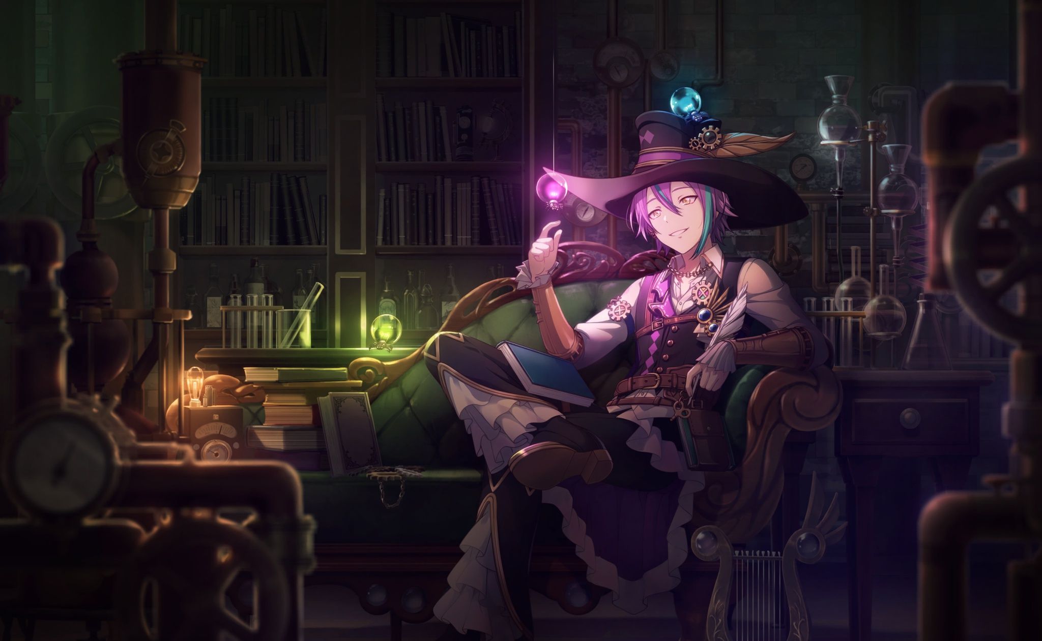 2048x1261 Download wallpaper room, hat, guy, Project Sekai Colorful Stage! feat. Hatsune Miku, Kamishiro Rui, section games in resolution 2048x1261