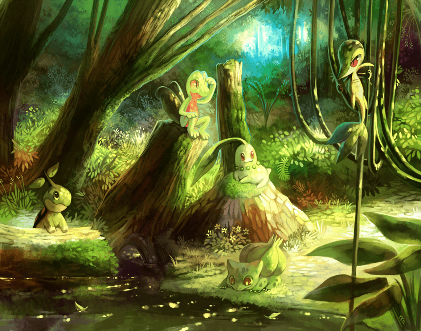 1366x1073 Grass Pokemon Wallpaper and Background Imagex1073