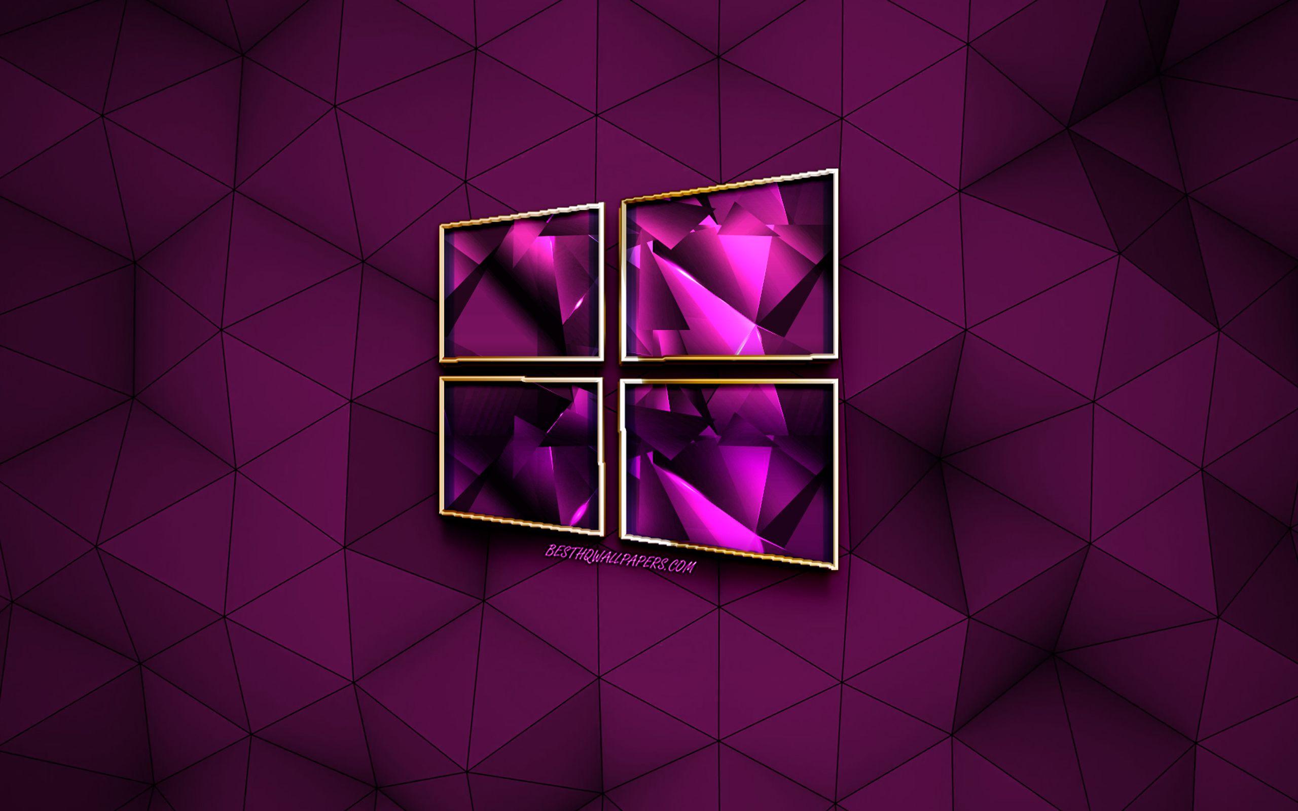 2560x1600 Download wallpaper Windows logo, purple diamond logo, creative