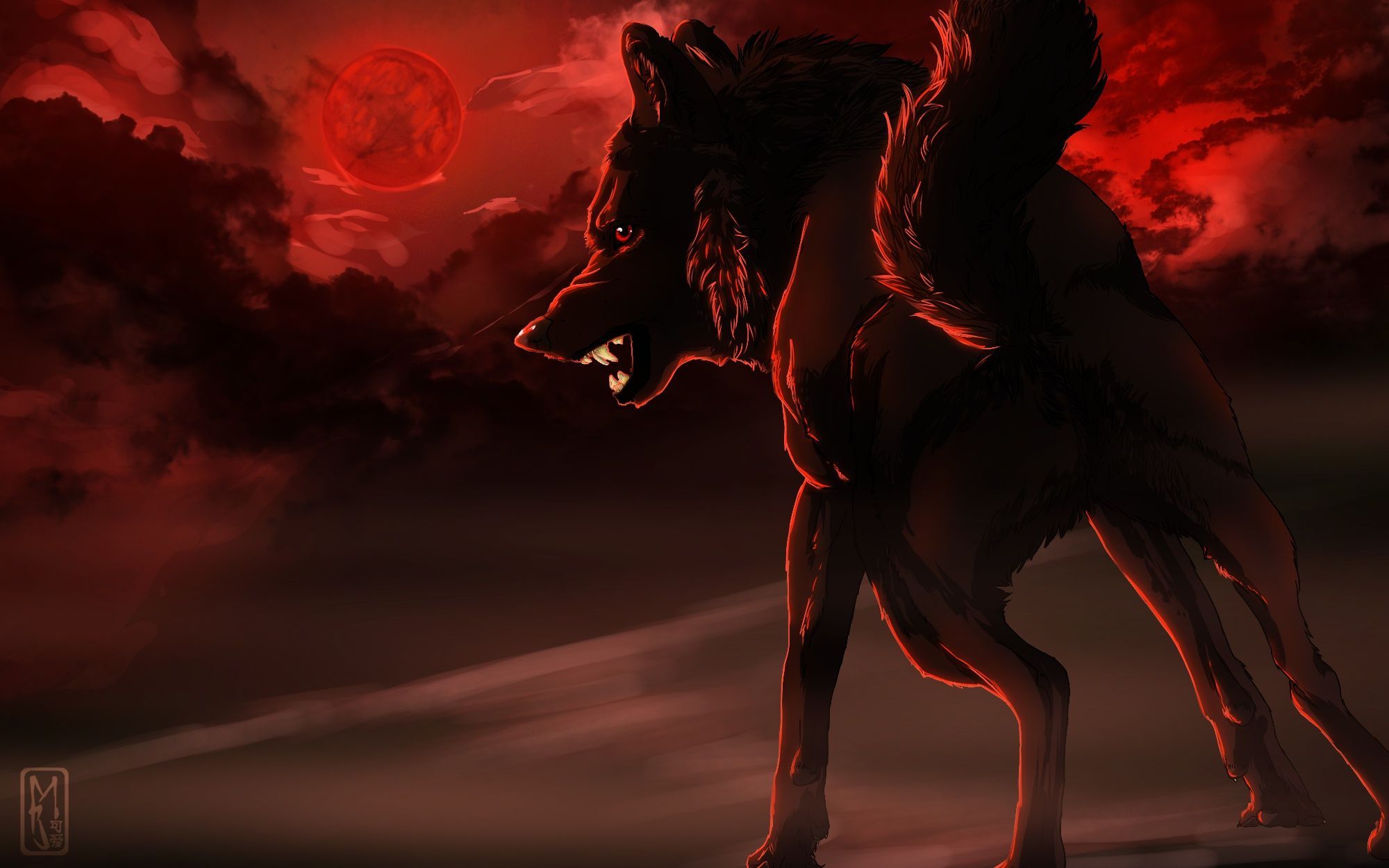 2000x1250 Fantasy Wolf HD Wallpaper