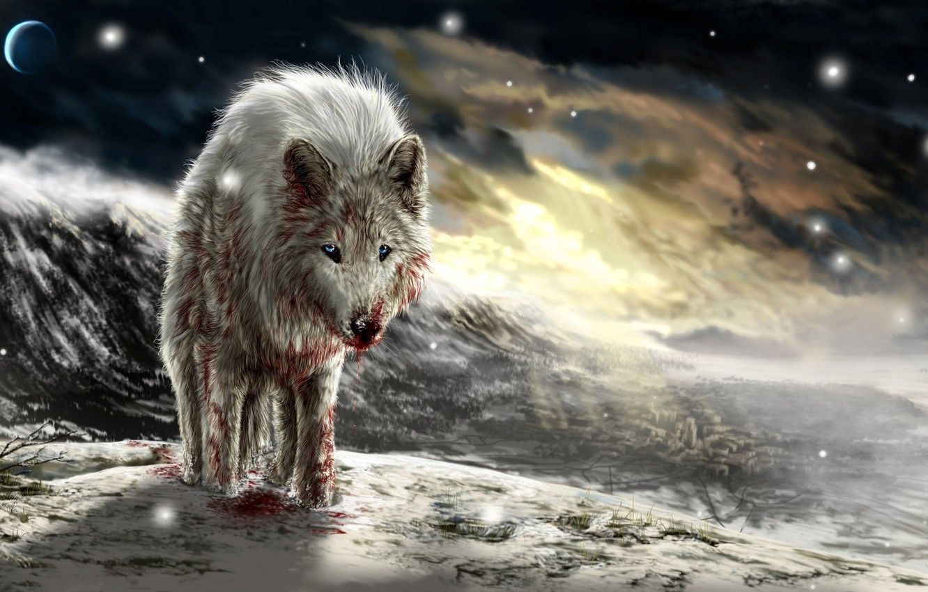 1332x850 Sunset Wolves Wallpaper