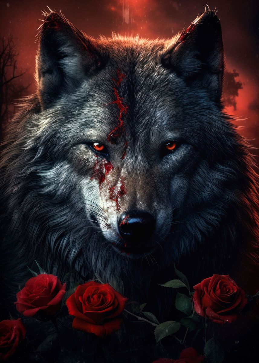 857x1200 bloody black wolf' Poster, picture, metal print, paint