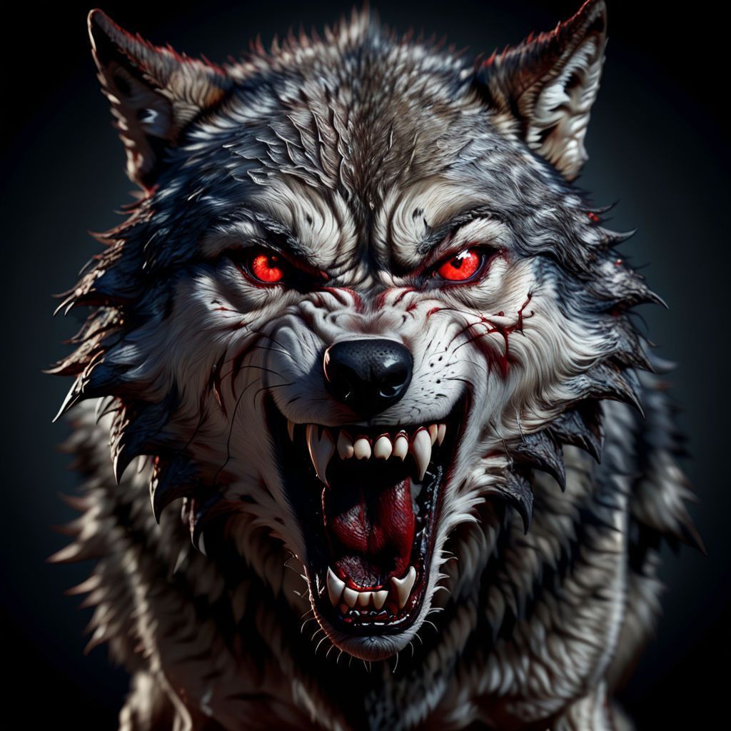 1024x1024 Bloody wolf growling