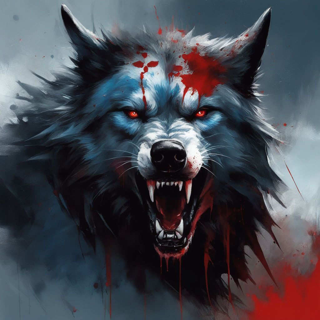 1024x1024 Bloody wolf growling