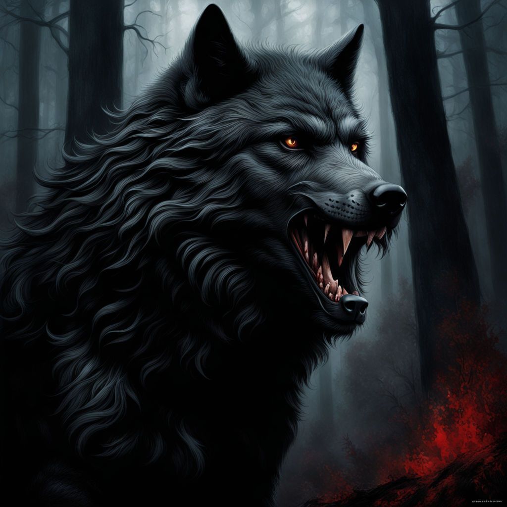 1024x1024 Bloody wolf growling