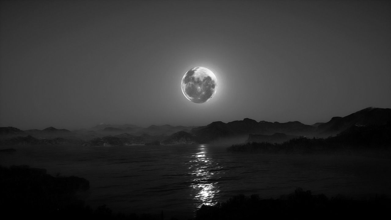 1280x720 Moon Night Sky Fantasy Black And