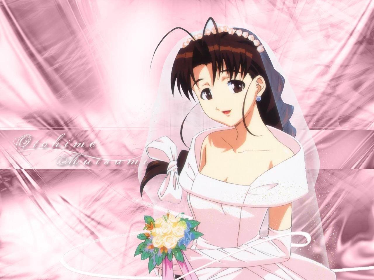 1280x960 Download wallpaper 1280x960 girl, love hina, bride, bouquet, veil