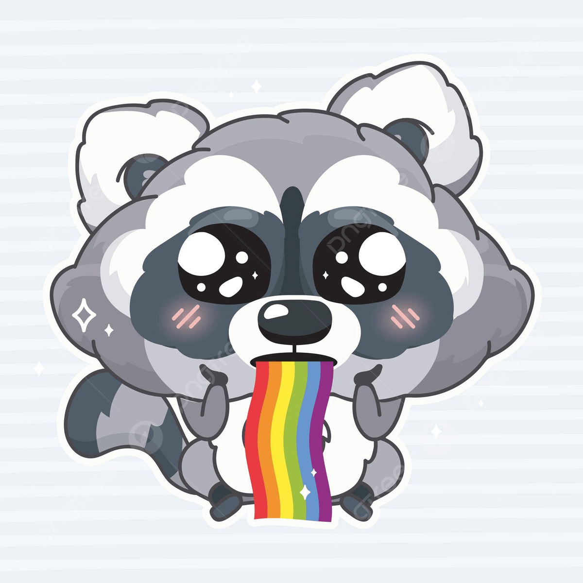 1200x1200 Kawaii Raccoon Emoji Vomiting Rainbow