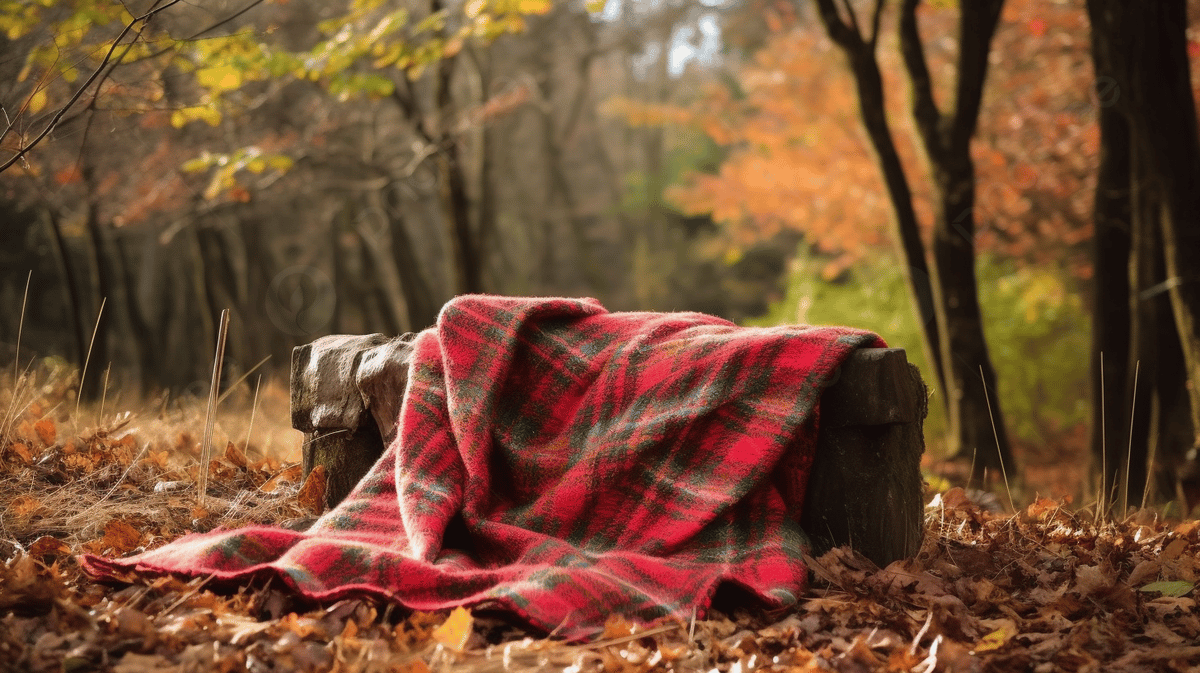 1200x673 Plaid Blanket In The Fall In The Forest Background, Blanket Knee Muffler Tartan Check Autumn Winter Image Red HD Photography Photo, Plant Background Image And Wallpaper for Free Download