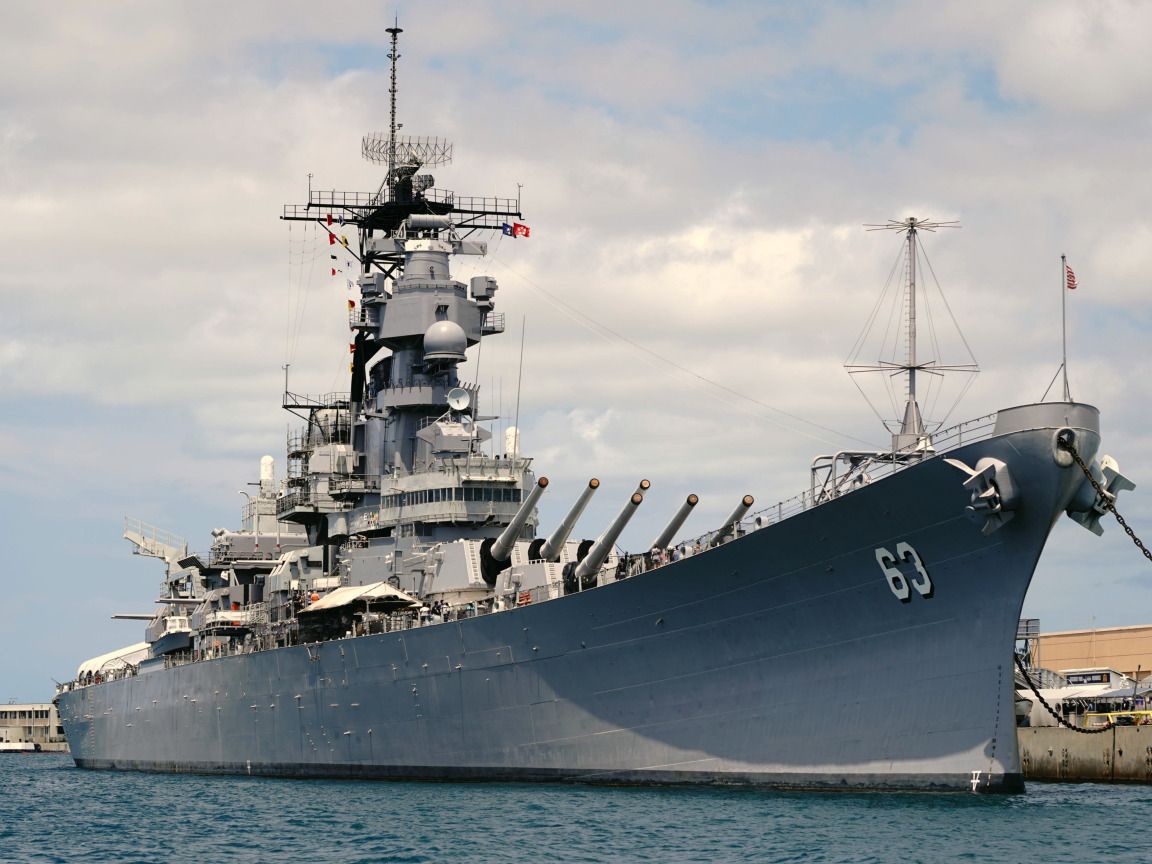 1152x864 Download wallpaper ship, Museum, battleship, USS Missouri, BB- section weapon in resolution 1152x864
