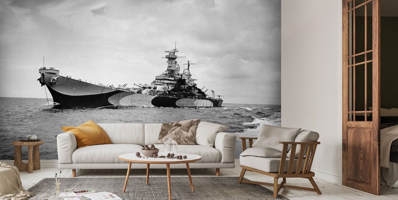 1280x645 1940s USS MISSOURI BB 63 USN WORLD WAR II IOWA CLASS BATTLESHIP AT SEA JUNE 1944 WEARING RAZZLE