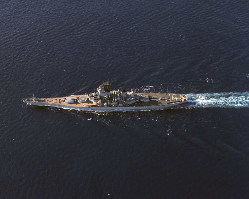 1024x819 An aerial beam view of the battleship USS MISSOURI (BB 63) underway & DVIDS Public Domain Archive Public Domain Search