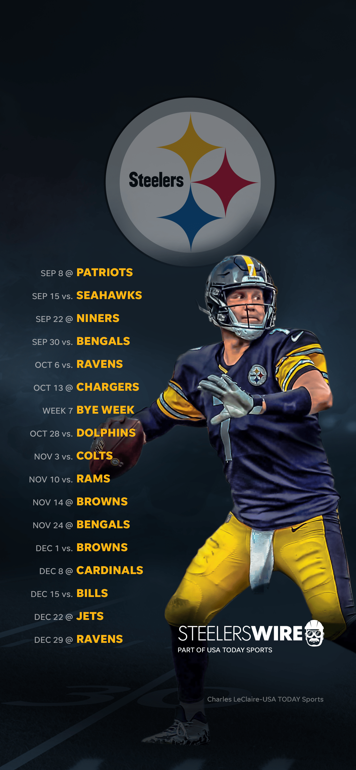 1242x2688 Pittsburgh Steelers Schedule: Downloadable Wallpaper