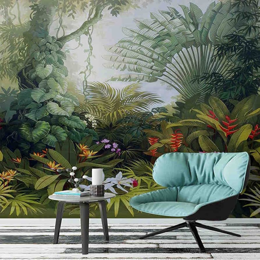 894x894 Custom Mural Wallpaper European Style Retro Tropical Rain Forest Plant Scenery Photo Wall Painting Murals Living Room Wallpaper