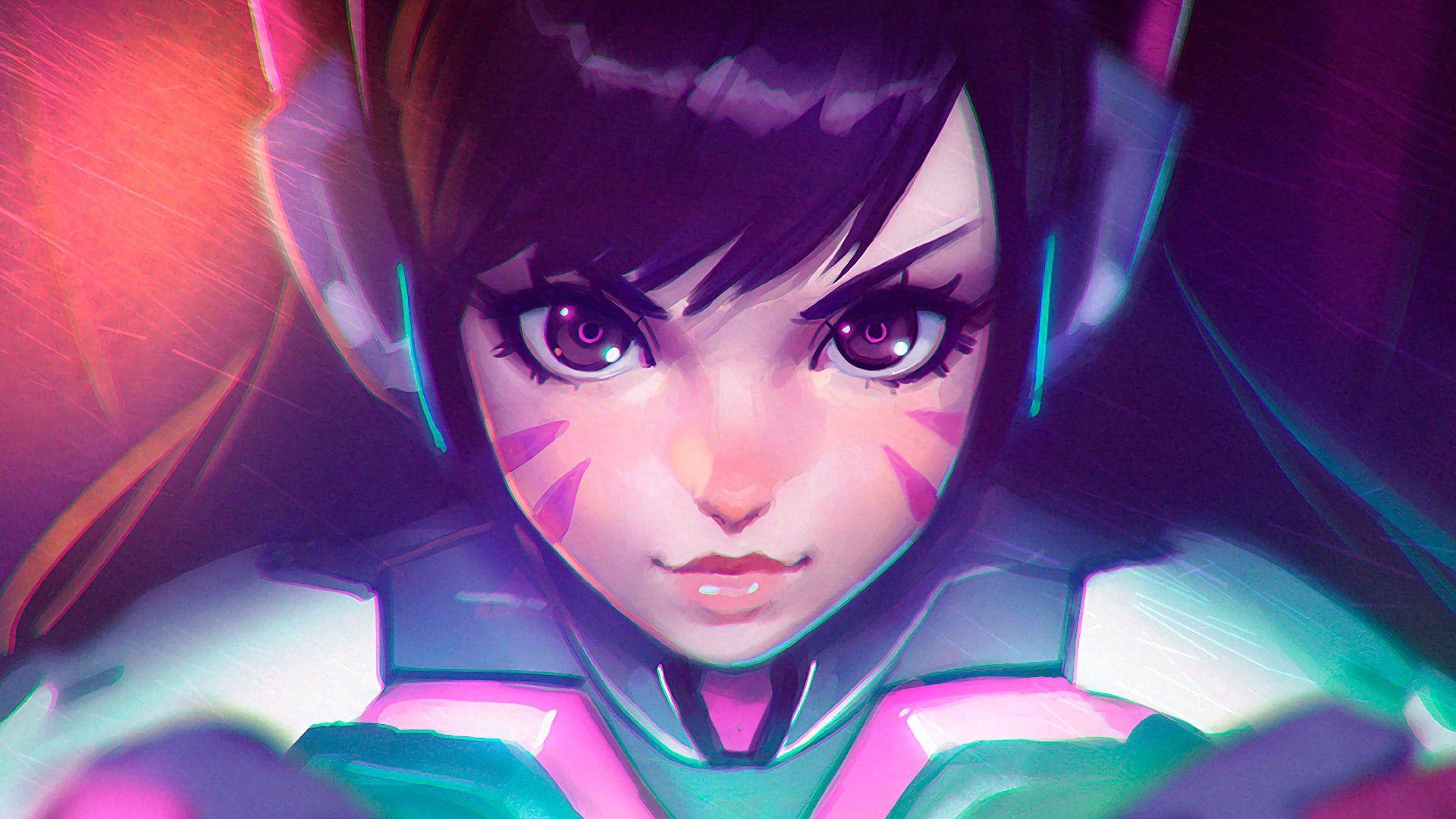 HD wallpaper DVa  Tracer in Overwatch night illuminated indoors  people  Wallpaper Flare