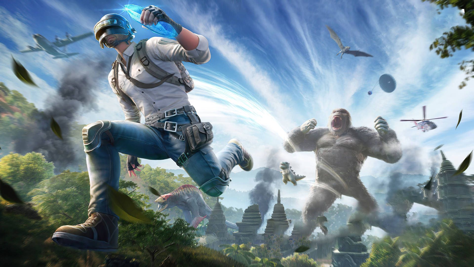 1920x1080 Download PUBG Squad Versus Godzilla Wallpaper