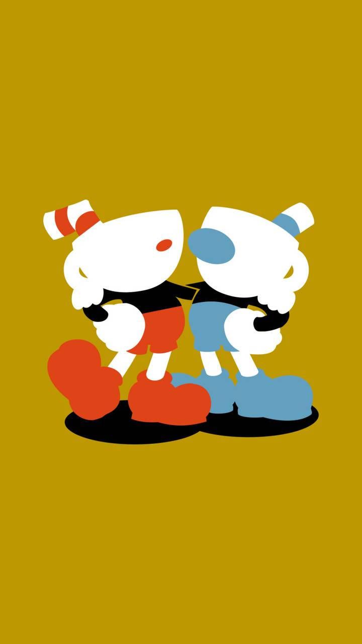 720x1280 Download Cuphead And Mugman Engaging In A Co Op Adventure Wallpaper