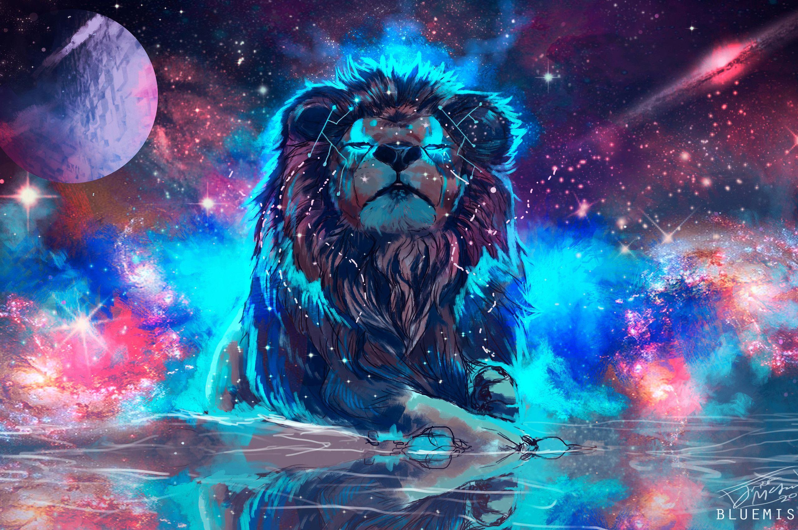 Cool Galaxy Background Lion