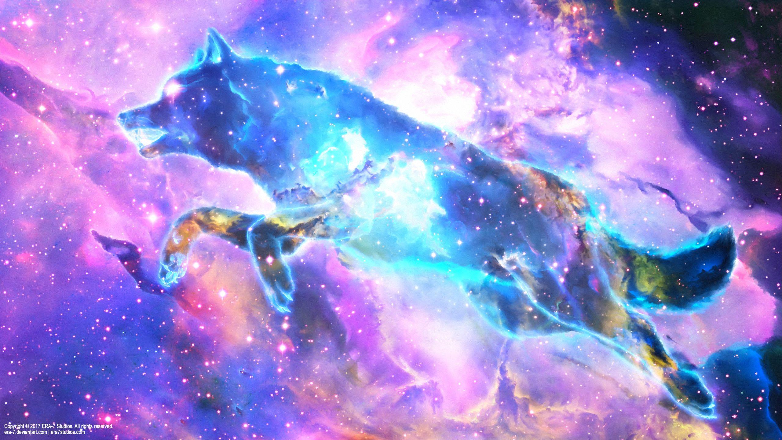 Hình nền con sói thiên hà 2560x1440