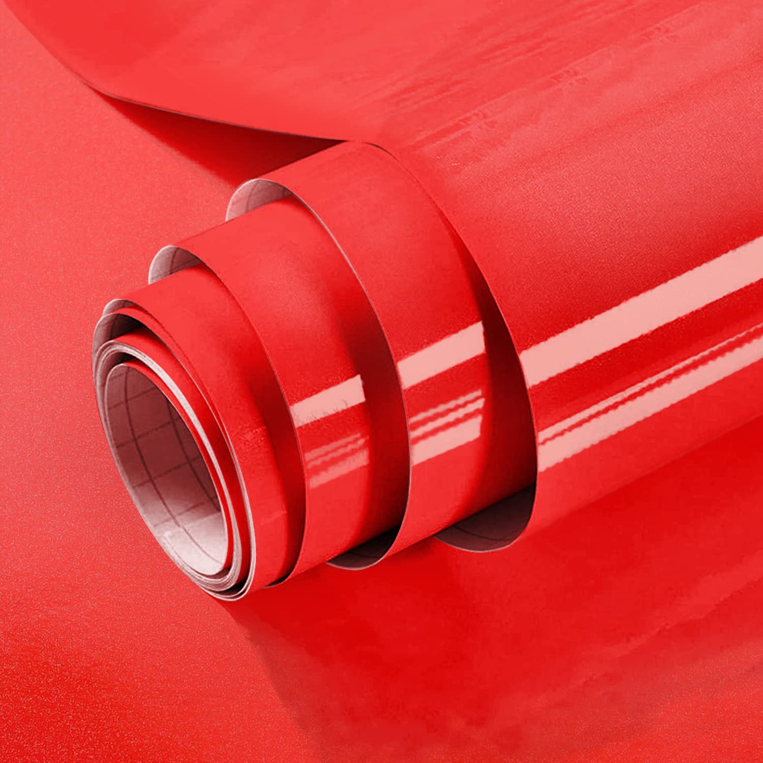 1500x1500 Wudnaye Red Contact Paper Peel and Stick Wallpaper for Kitchen 15.7inchx196.8inch Shiny Red Wallpaper Self Adhesive Contact Paper for Cabinet Wallpaper Stick and Peel Contact Paper Decor Wall Paper