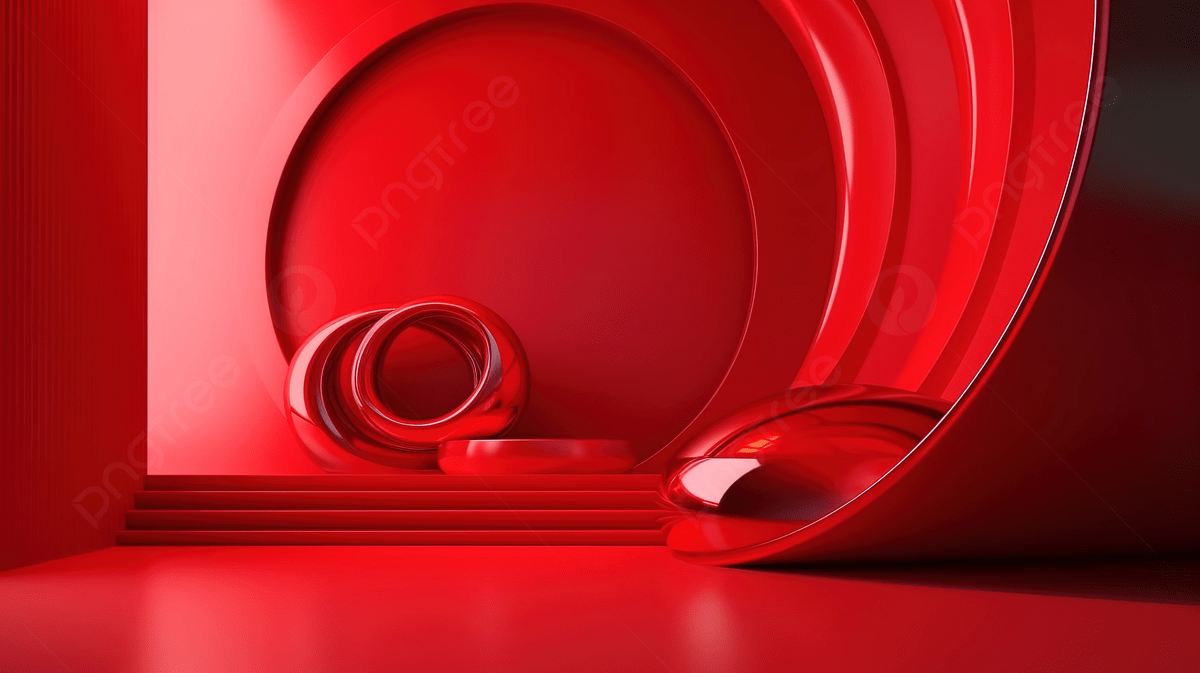 1200x673 Red Room With A Shiny Red Floor And Colorful Cylinders Background, 3D Illustration Background Stage Simple Minimalist Glossy Red Abstract Studio, HD Photography Photo Background Image And Wallpaper for Free Download