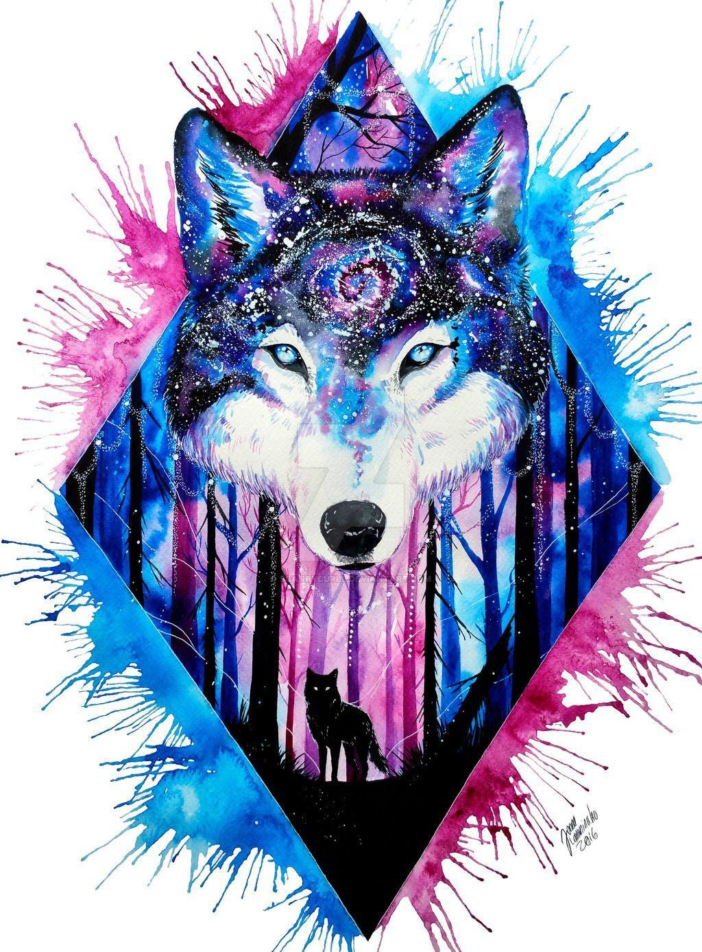 1024x1387 Watercolor Wolf hình nền