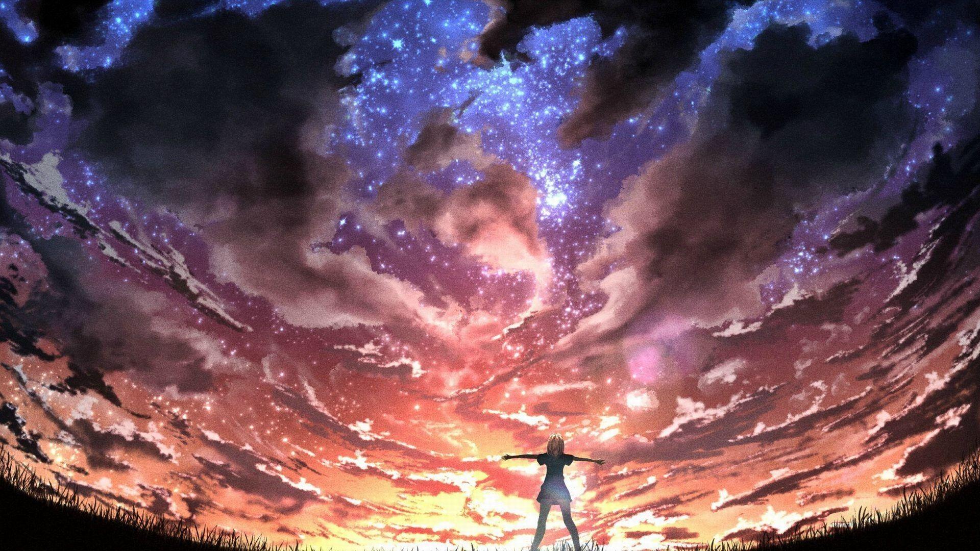 Cloud Town Fantasy Anime Illustration Art iPhone Wallpapers Free Download