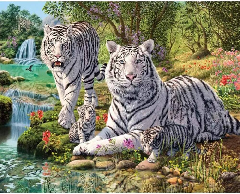 1000x811 GMYANBZ Custom Wallpaper Cute Cartoon Green Forest White Tiger Children Background Wall Living Room Bedroom Mural 3D Wallpaper 400cm(w) x250cm(h): Buy Online at Best Price in UAE