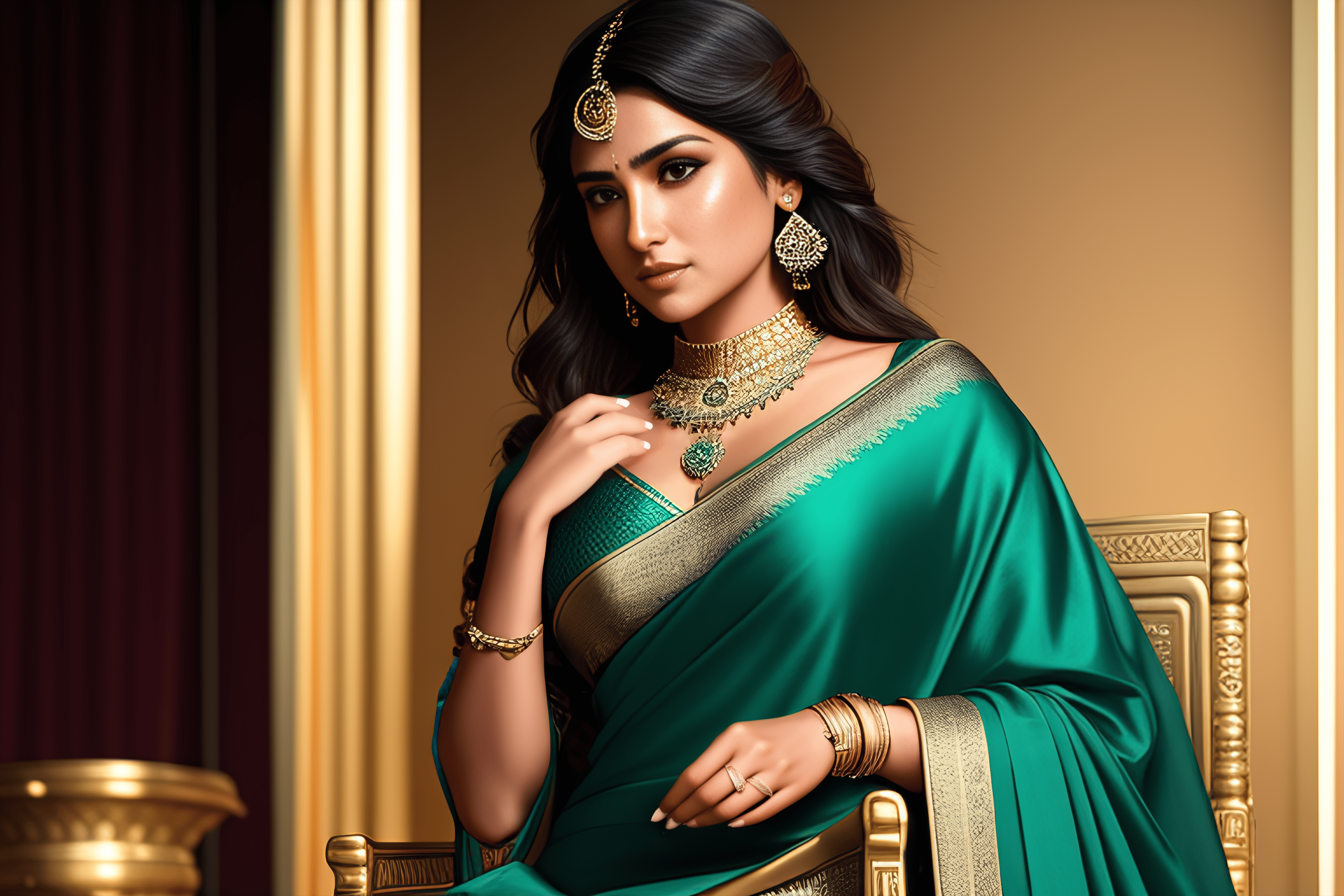 3072x2048 Women Indian Saree Ai Art Wallpaper:3072x2048