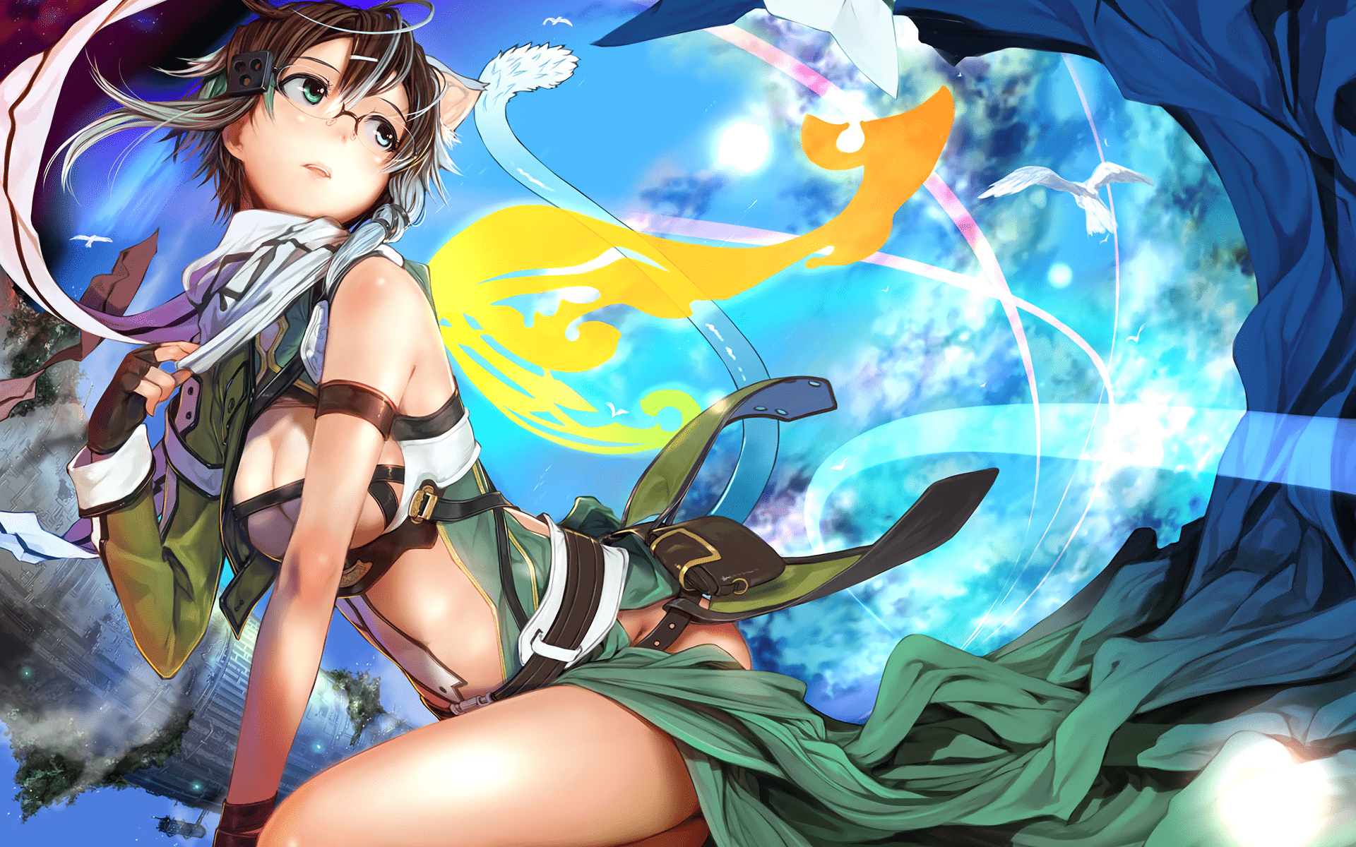1920x1200 Download 1920x1200 Sword Art Online, Shinon, Glasses, Scarf