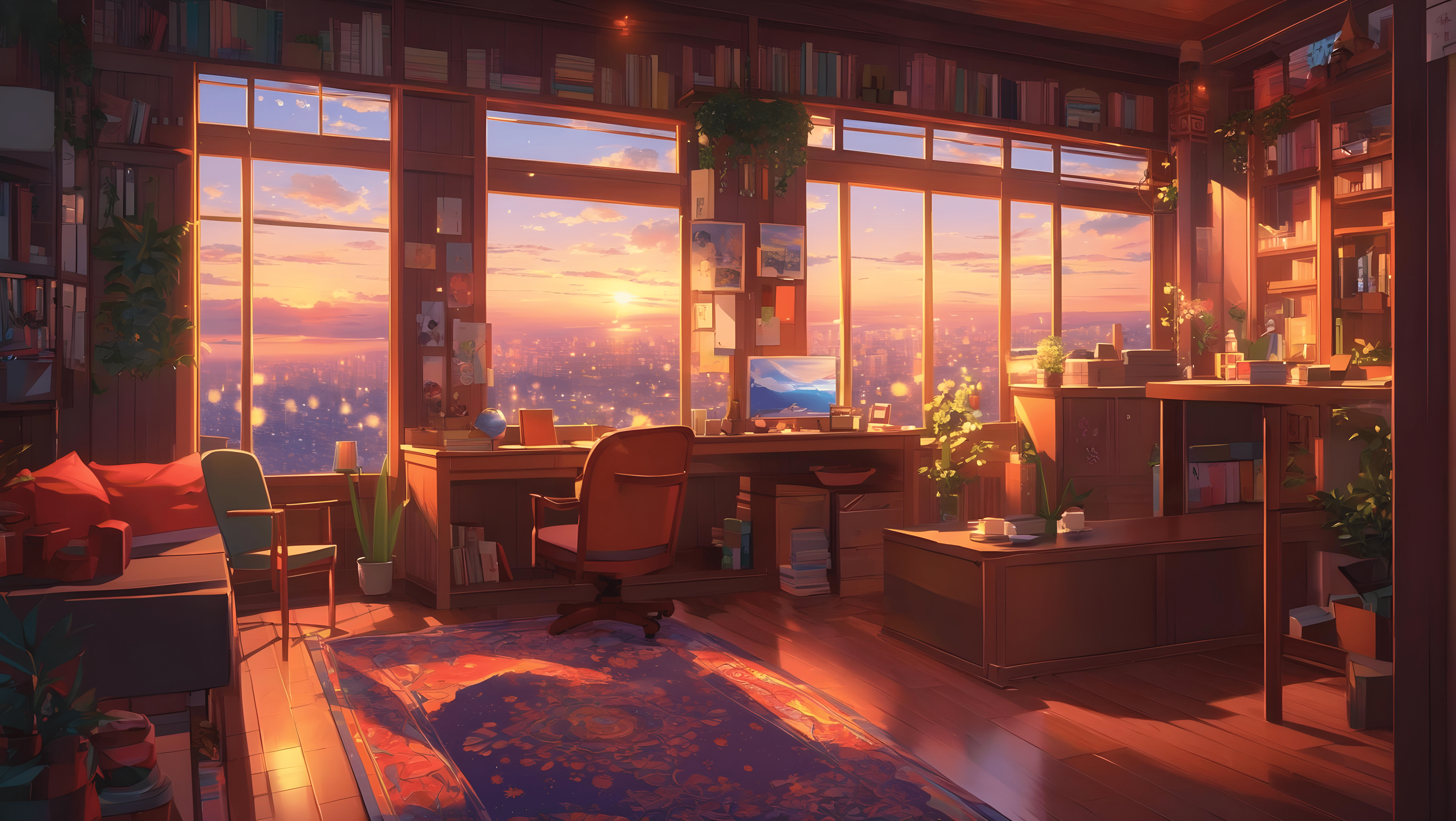 7264x4096 Anime Room 4k Ultra HD Wallpaper