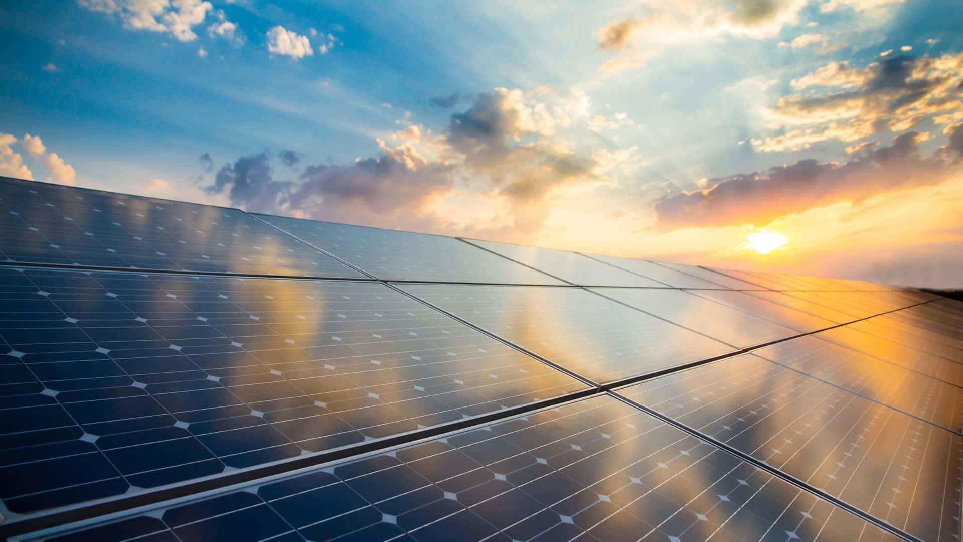 1920x1080 Download Reflections of Clouds on Solar Panels Wallpaper