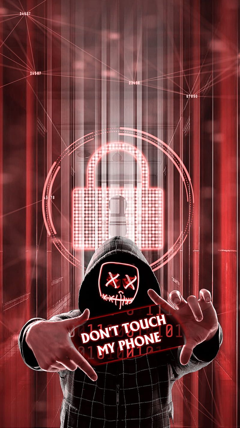 800x1422 Dont touch, hacker, line, liner, lock, mask, phone, touch, HD phone wallpaper