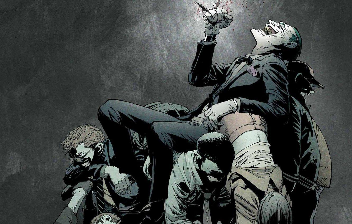 1332x850 Wallpaper blood, fantasy, Batman, Joker, men, comics, bad
