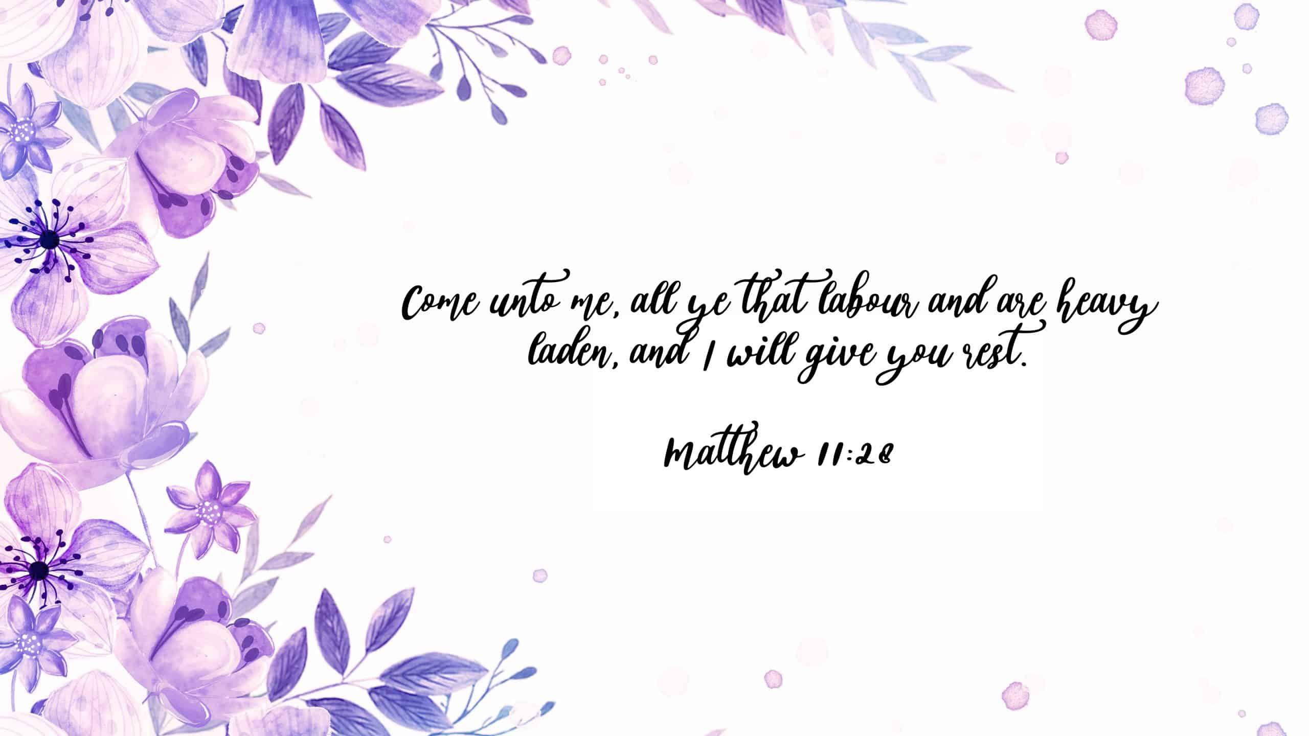 2560x1440 Matthew 11:28 Desktop Wallpaper Printable Faith