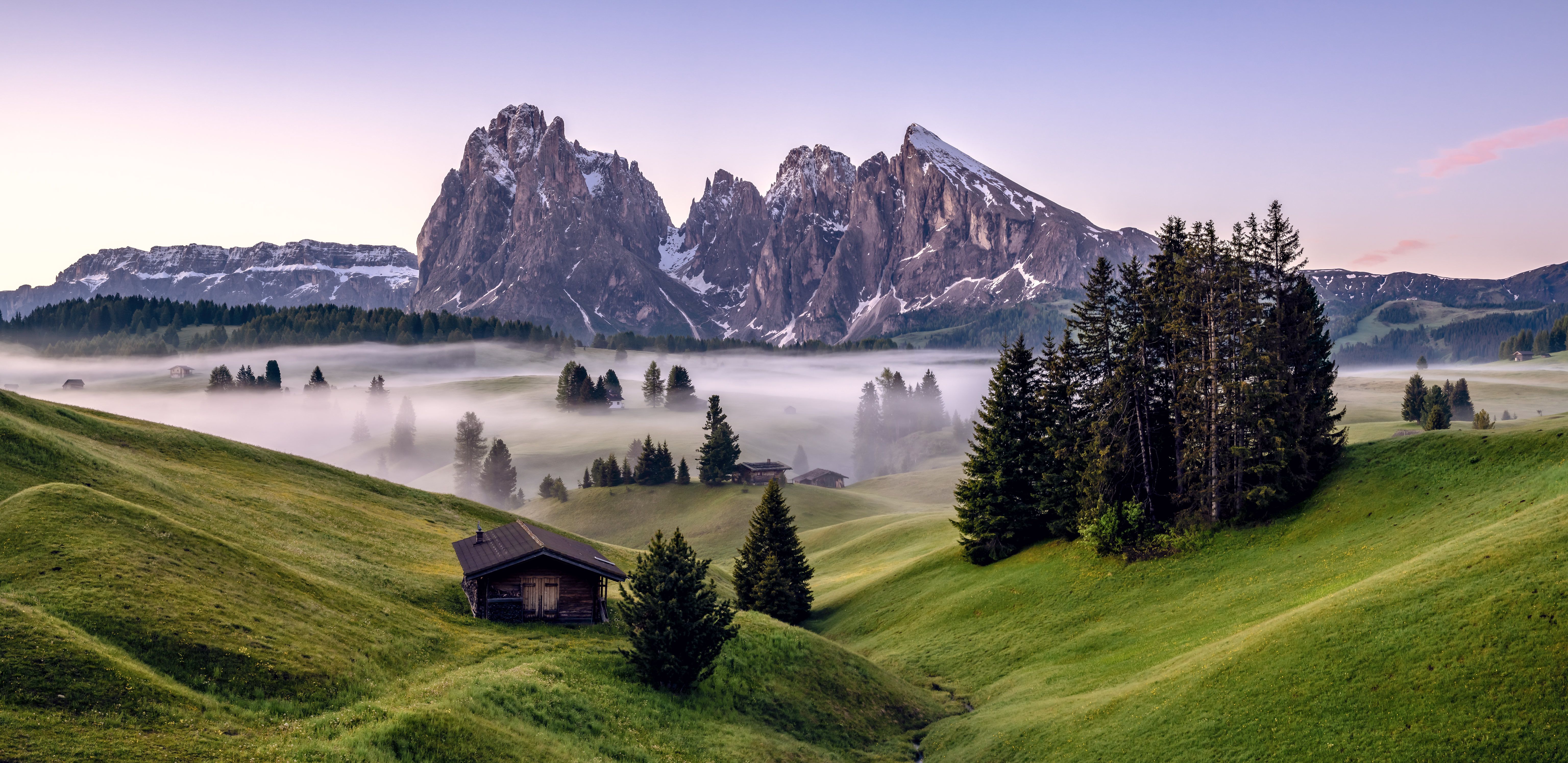6144x2991 Wallpaper Alps Italy South Tyrol, Dolomites Fog Nature 6144x2991
