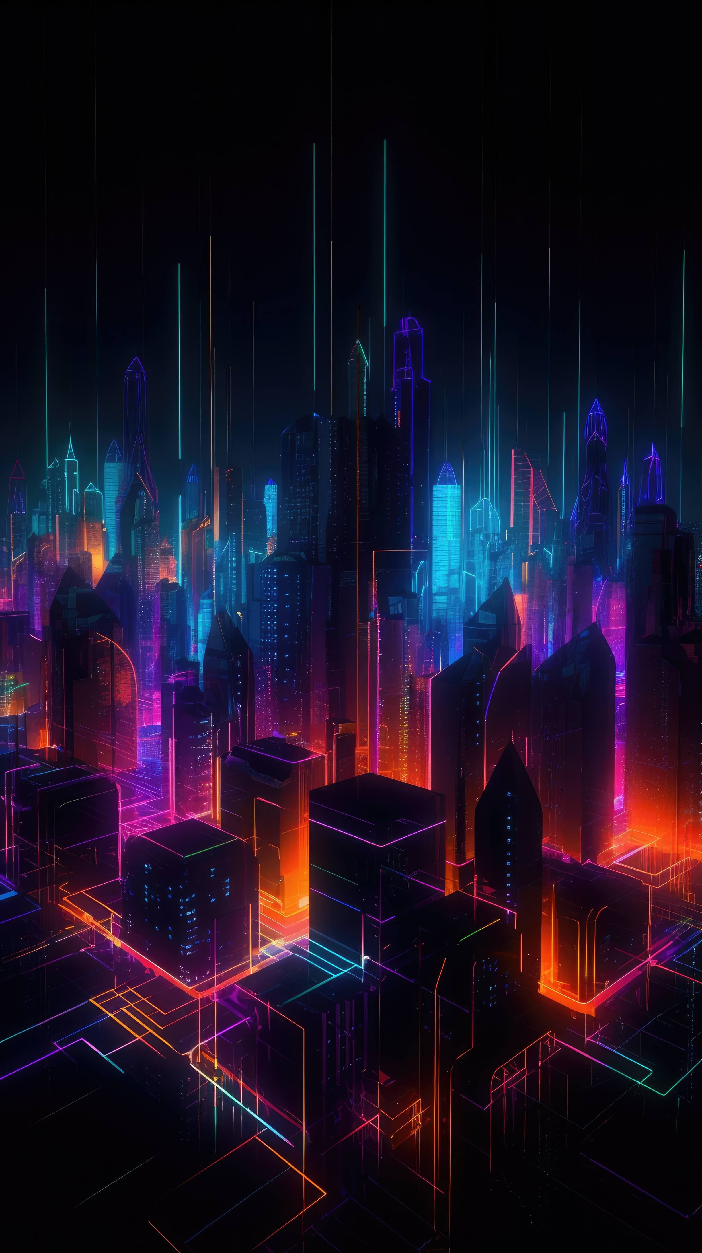 2448x4368 Free AI art image of neon city wallpaper 4k for mobile