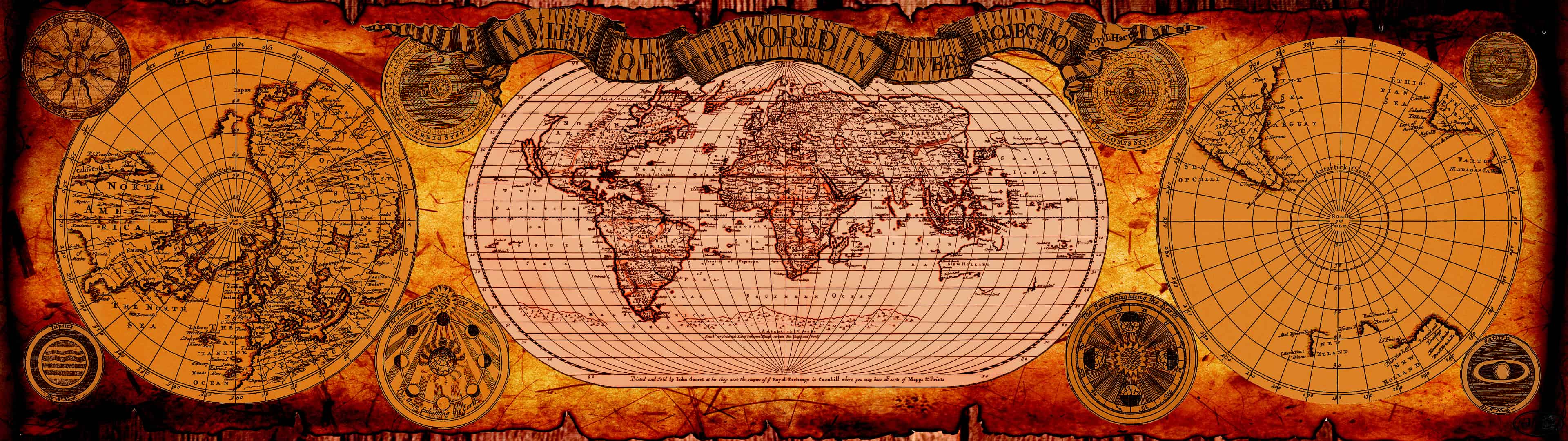 3840x1080 Dual Monitor Map Wallpaper