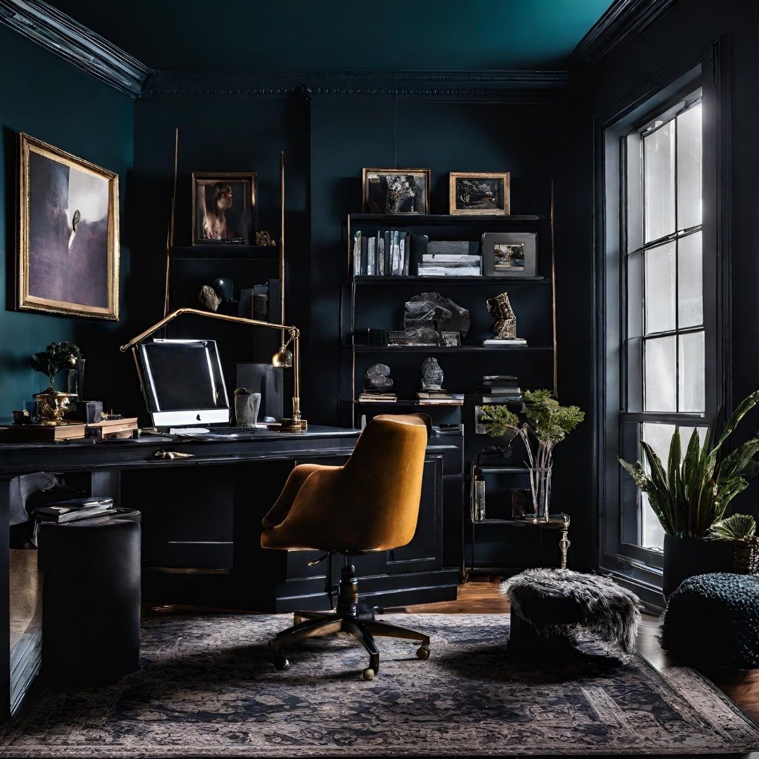 1080x1080 Dark Academia Office Design