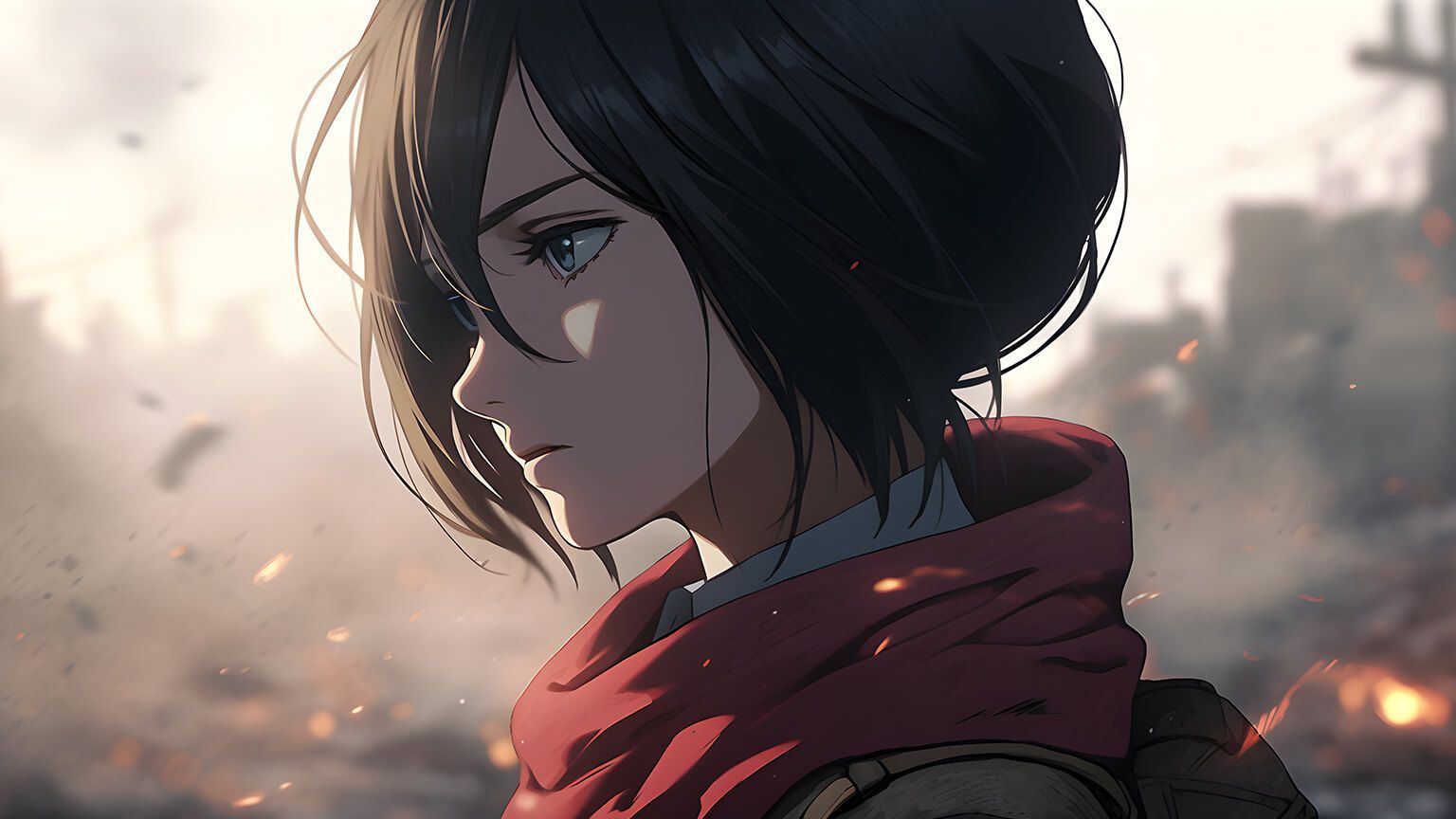 1536x864 AoT Sad Mikasa Ackerman Desktop Wallpaper Wallpaper 4K