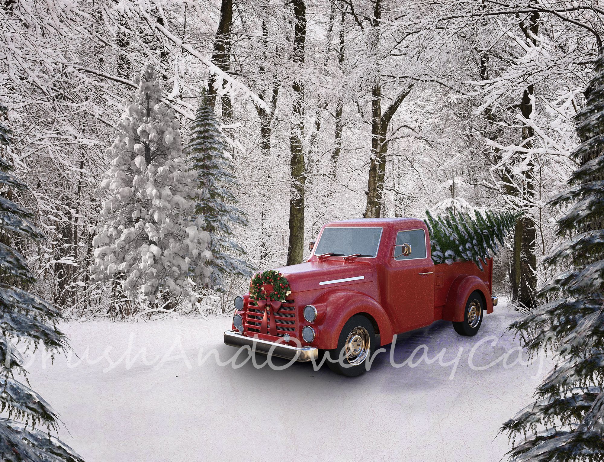 2000x1529 Vintage Antique Red Truck Old Fashioned Christmas Digital. Vintage Truck Christmas, Old Fashioned Christmas, Christmas Drawing