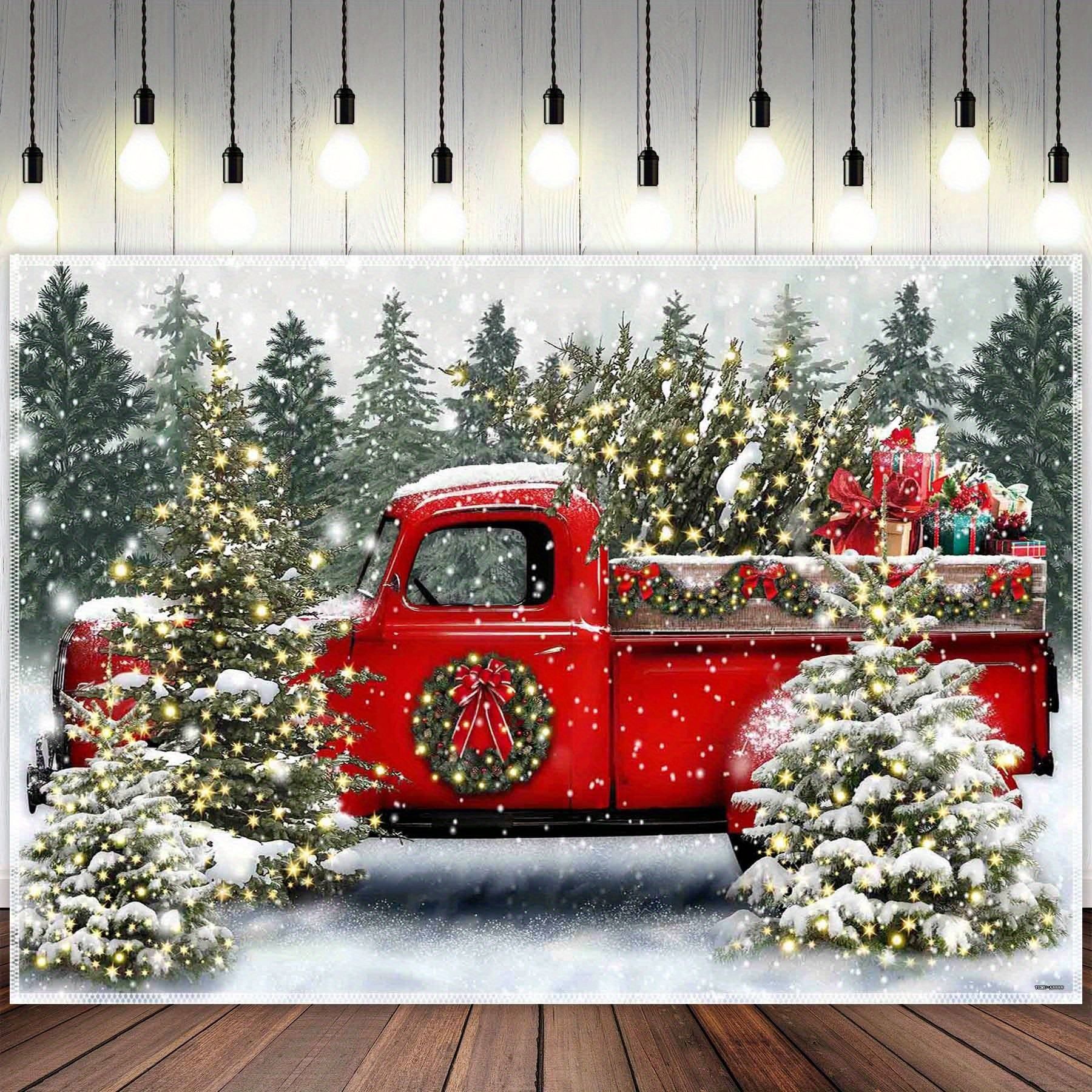 1800x1800 Create A Magical Christmas Scene With This Red Truck Backdrop!
